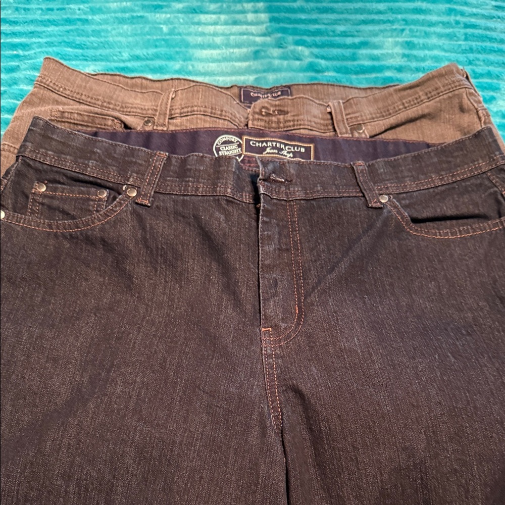 Two pairs Charter Club women’s jeans. Size 16.